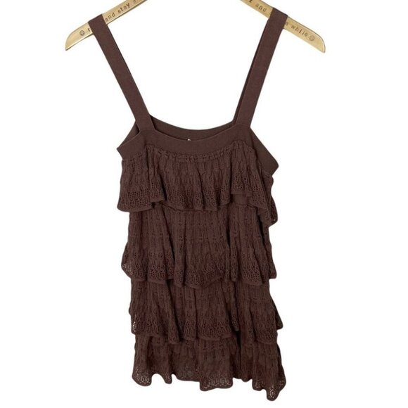Anthropologie Moth Brown Tiered‎ Layer Ruffle Tunic Top Size XS Bohemian Boho - Picture 2 of 10